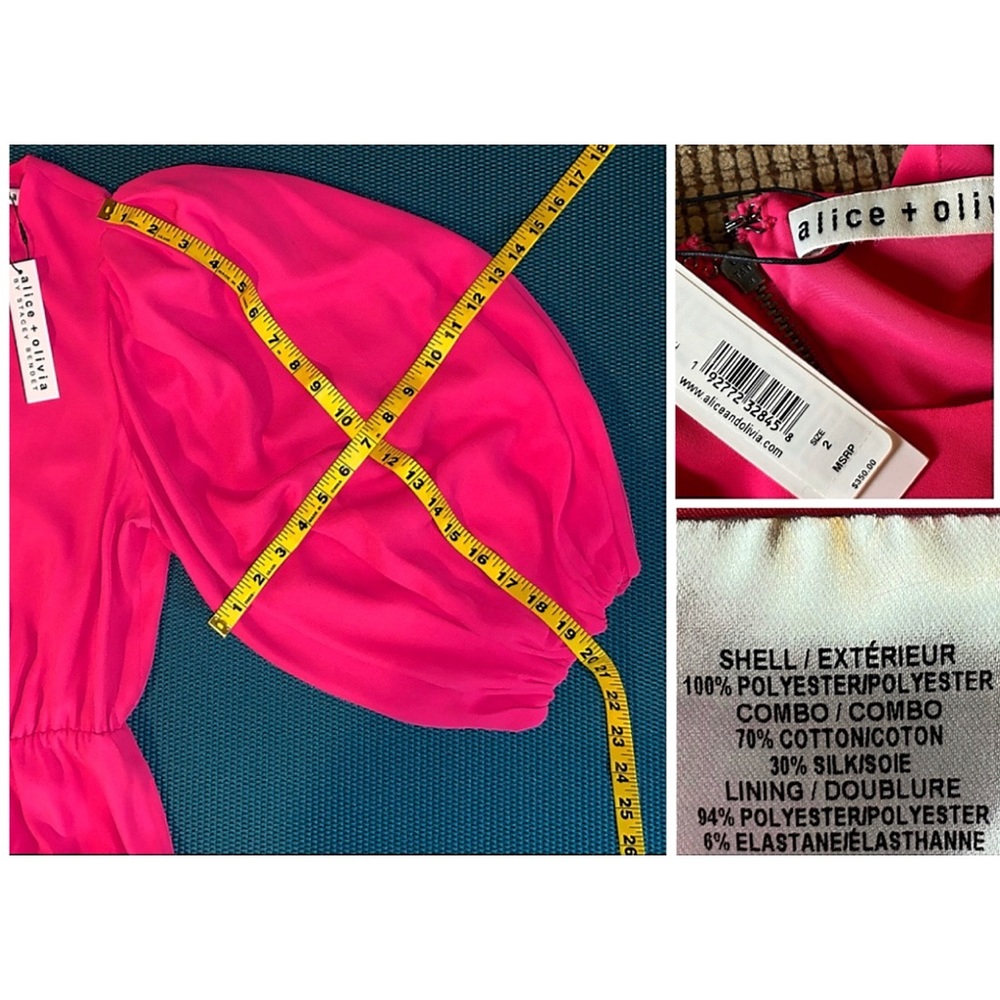 Alice + Olivia Shayla Bold Pink Puff Sleeve Mini Dress - Picture 15 of 16